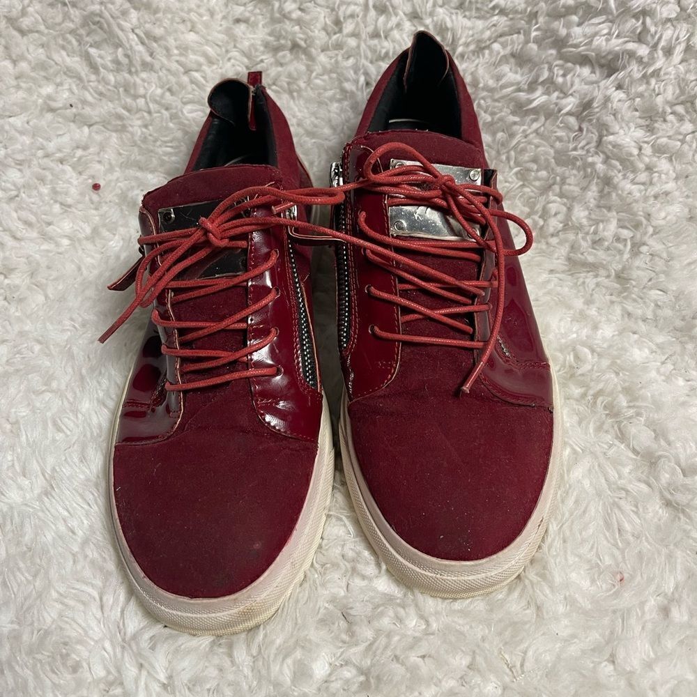 Giuseppe Zanotti Burgundy red Sneakers Low Top Double Zipper Size EU 41 US8